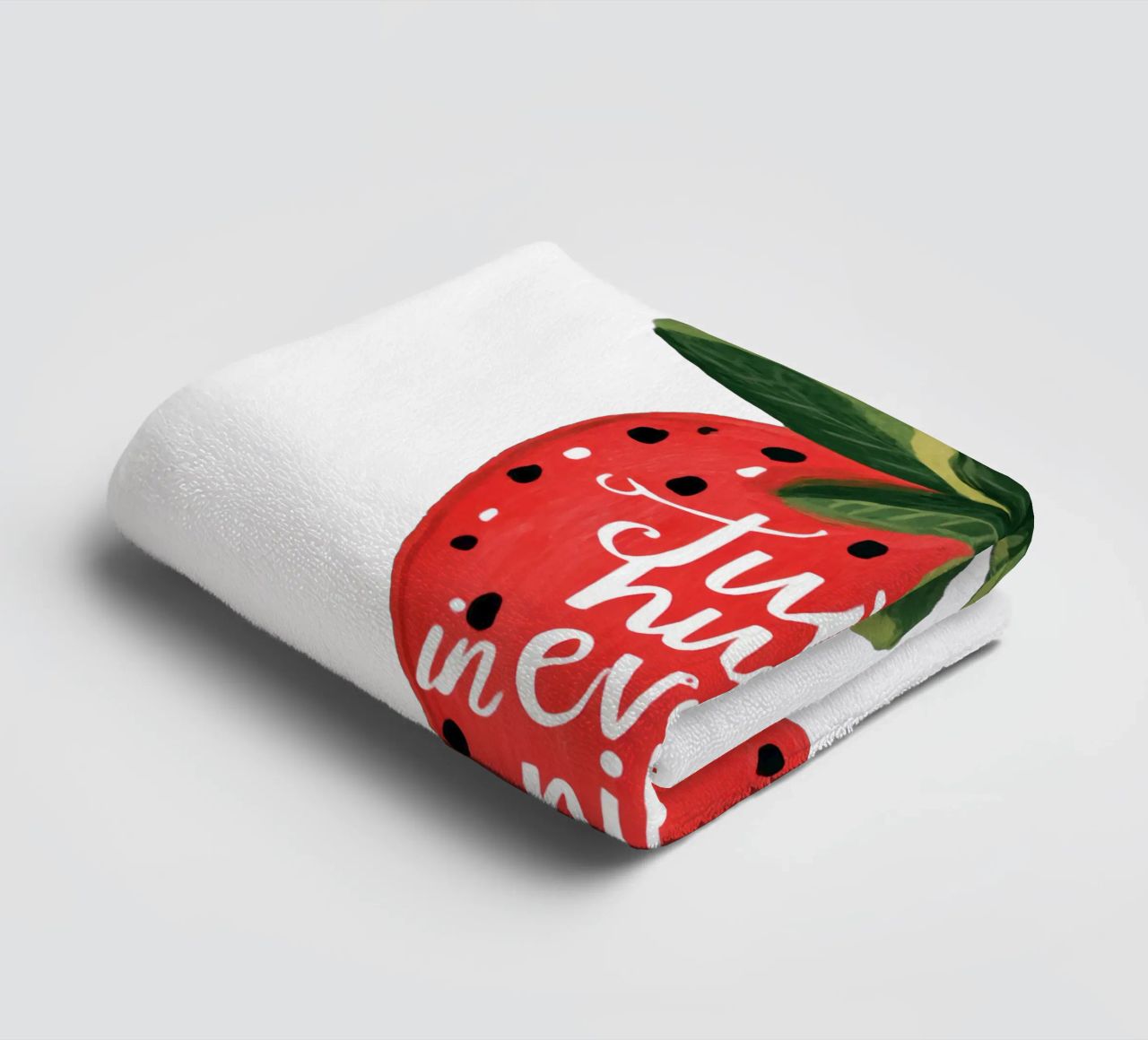 Sweet Berry Quote with Smiling Fruit and Soft Colors towel by Modern Muse