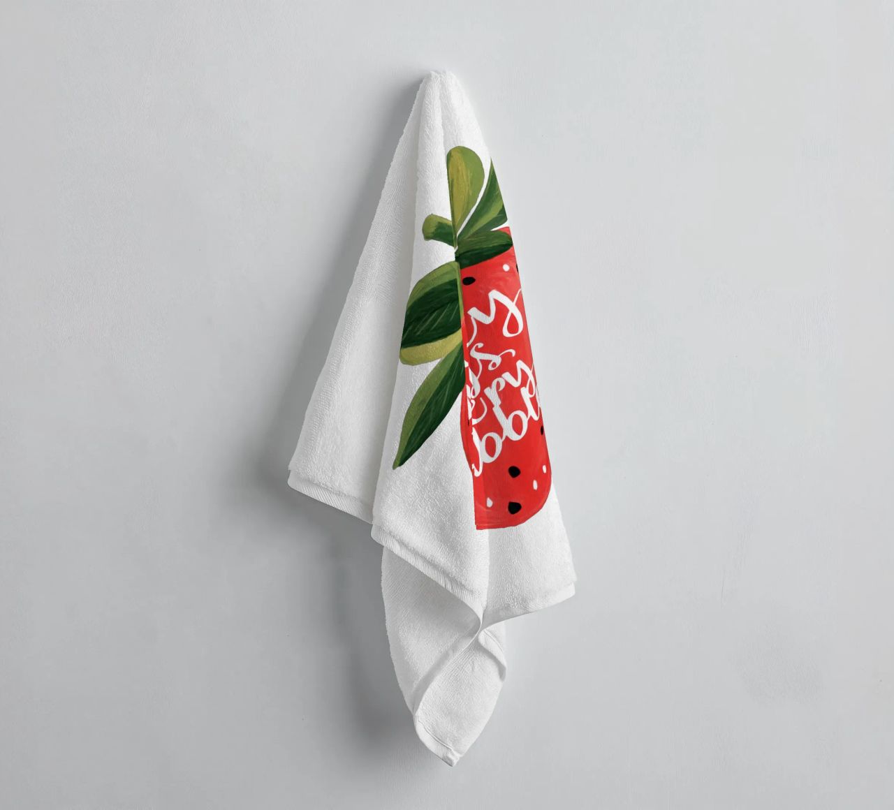 Sweet Berry Quote with Smiling Fruit and Soft Colors towel by Modern Muse