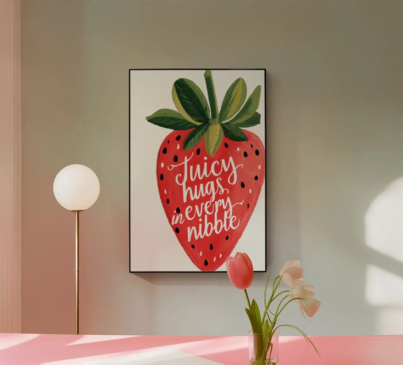 Citazione di frutti di bosco con frutta sorridente e colori tenui plexiglass da Modern Muse