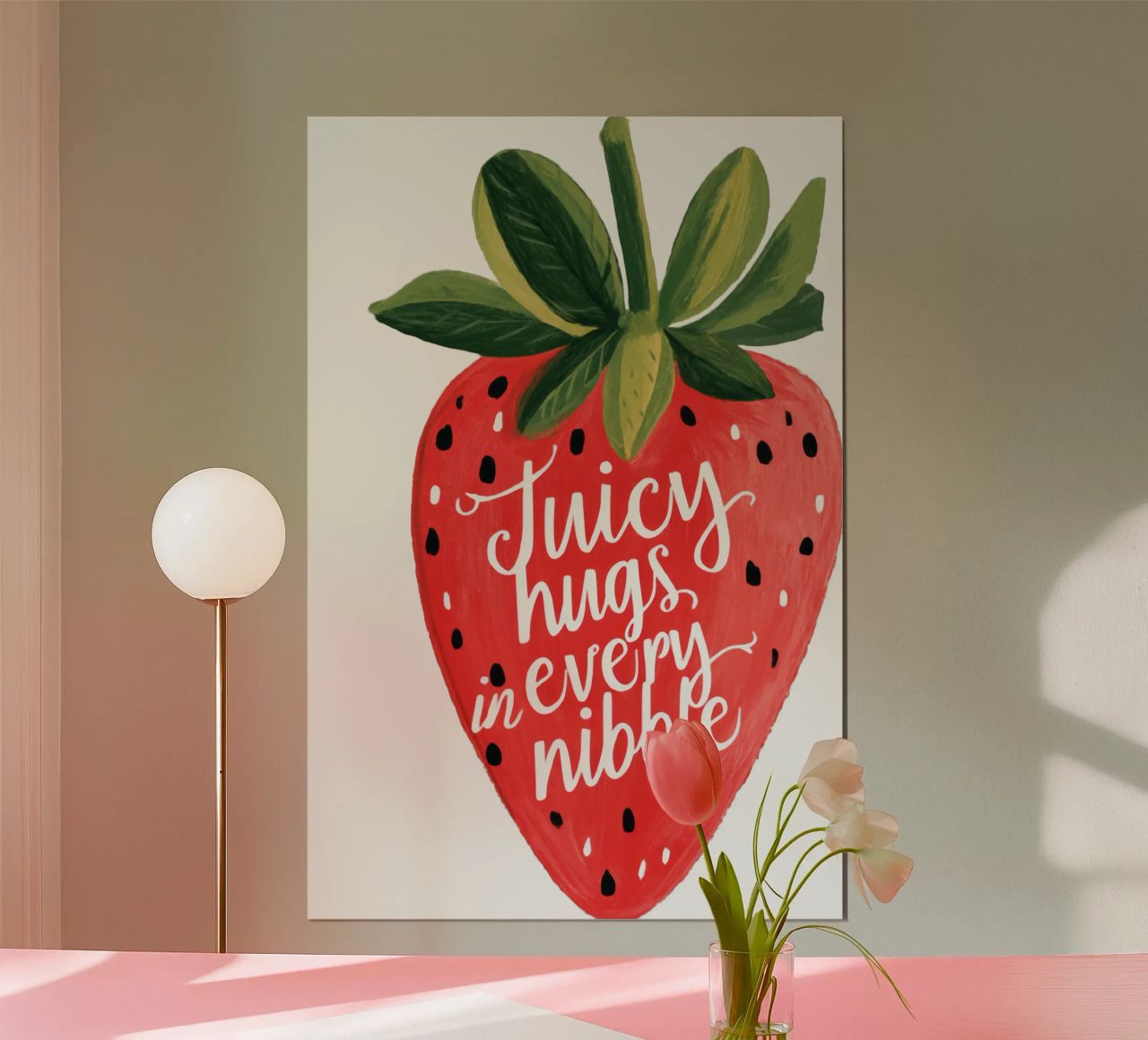 Sweet Berry Quote with Smiling Fruit and Soft Colors poster by Modern Muse