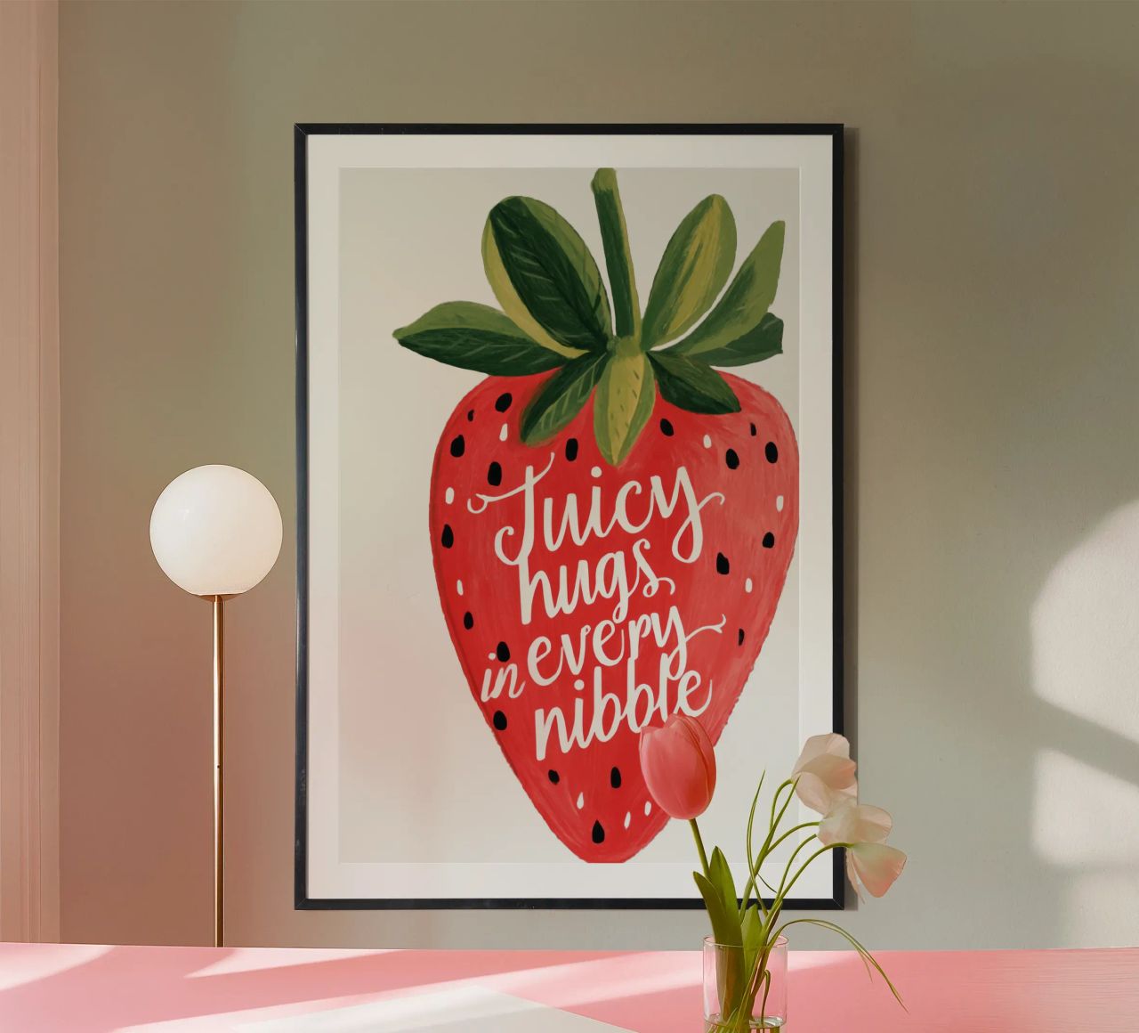 Sweet Berry Quote with Smiling Fruit and Soft Colors poster by Modern Muse