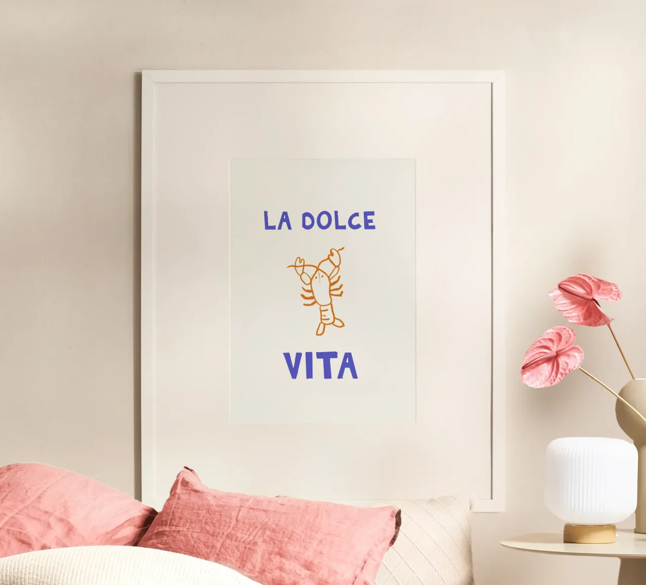 Kreeft Print, La Dolce Vita, Zomer Reizen Handgetekende Kunst poster van DolceVita