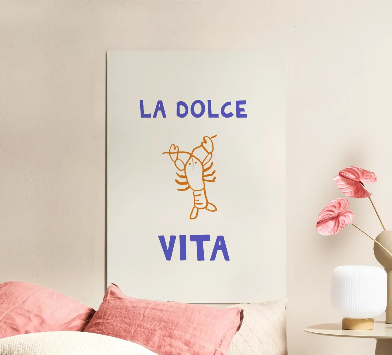 Kreeft Print, La Dolce Vita, Zomer Reizen Handgetekende Kunst poster van DolceVita