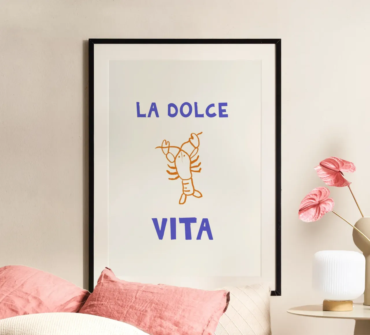 Kreeft Print, La Dolce Vita, Zomer Reizen Handgetekende Kunst poster van DolceVita