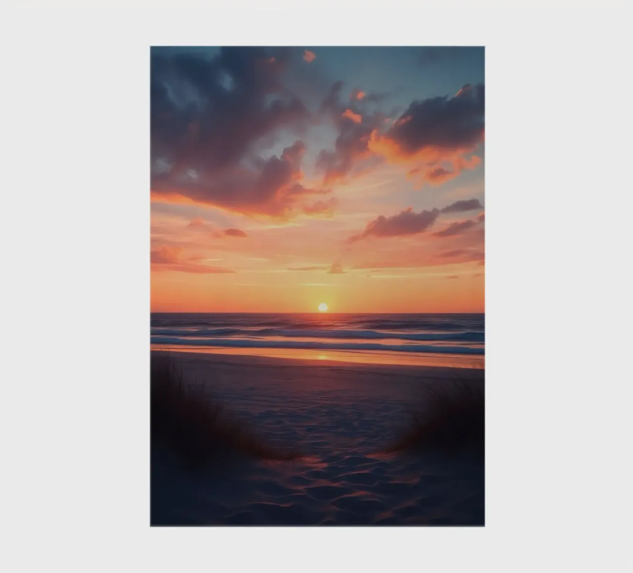 sunset descends over a tranquil beach with gentle waves notebook by DesignDoodle
