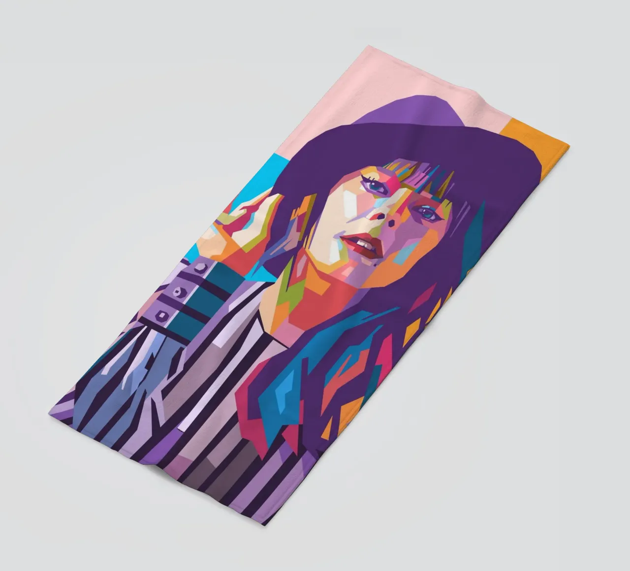 Iconic female singer-Lenka Kripac beach towel by Hantamrata