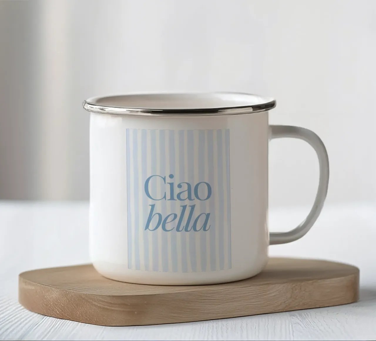 Ciao Bella Print, Reisposter, Zomerkunst emaille mok van DolceVita