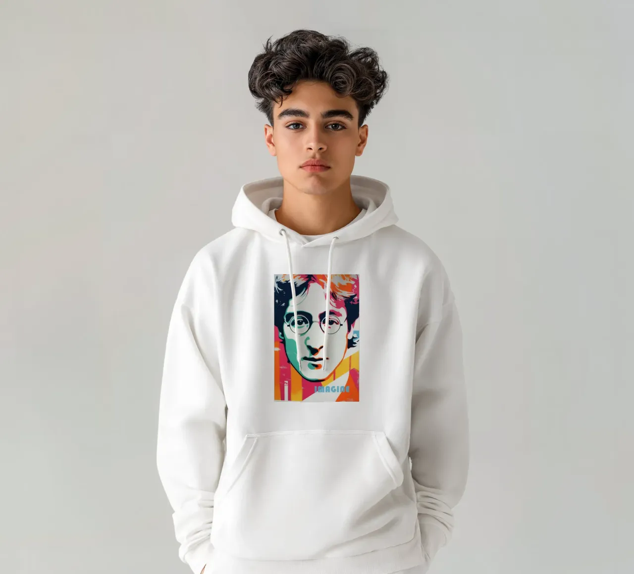 Imagine | Retrato Pop Art Optimista de John Lennon sudadera con capucha de Autofocus
