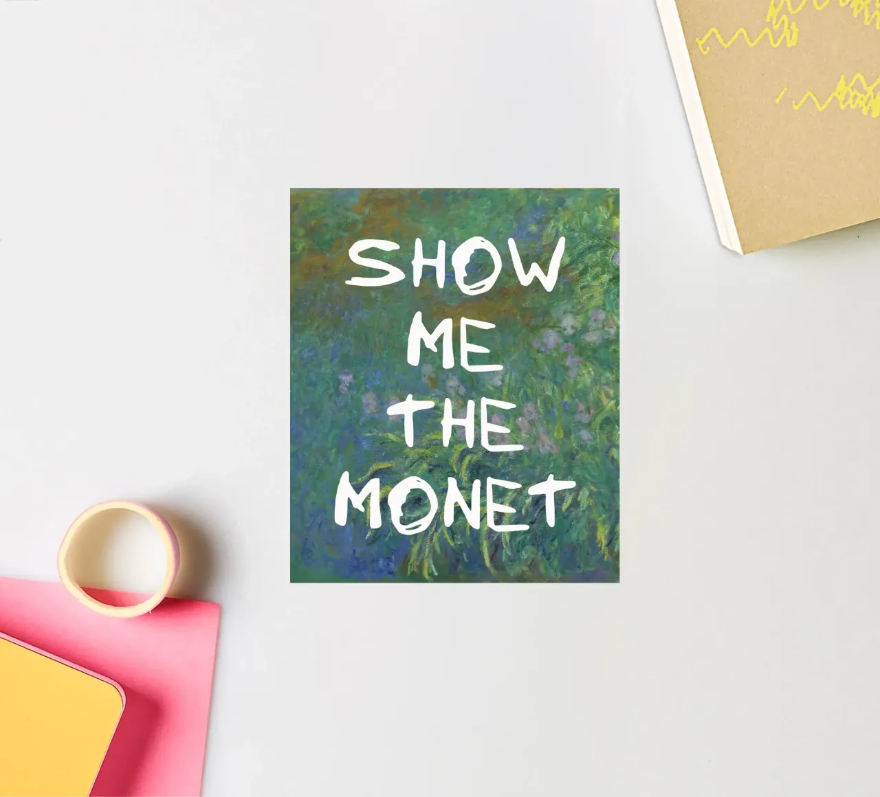 Enséñame el Monet pegatina de Vintagrafica