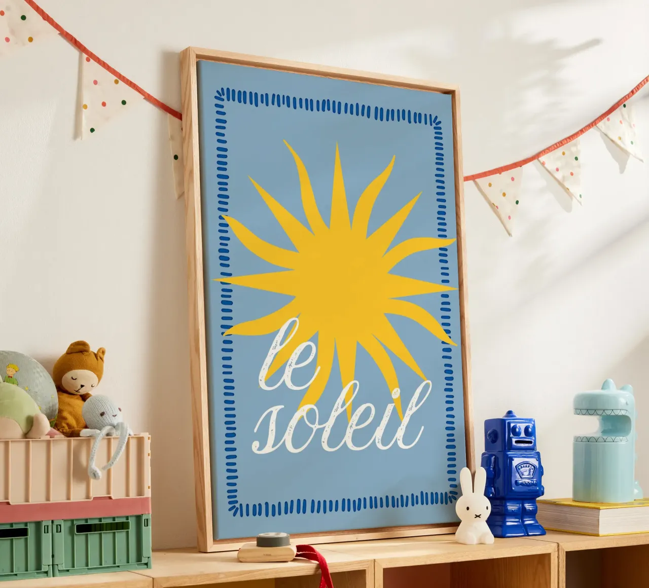 Le Soleil Print, Summer Print, Holiday Art canvas with Floater frame by DolceVita