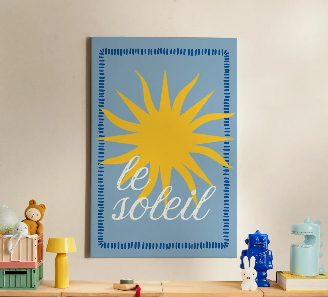 Le Soleil Print, Summer Print, Holiday Art canvas with Floater frame by DolceVita