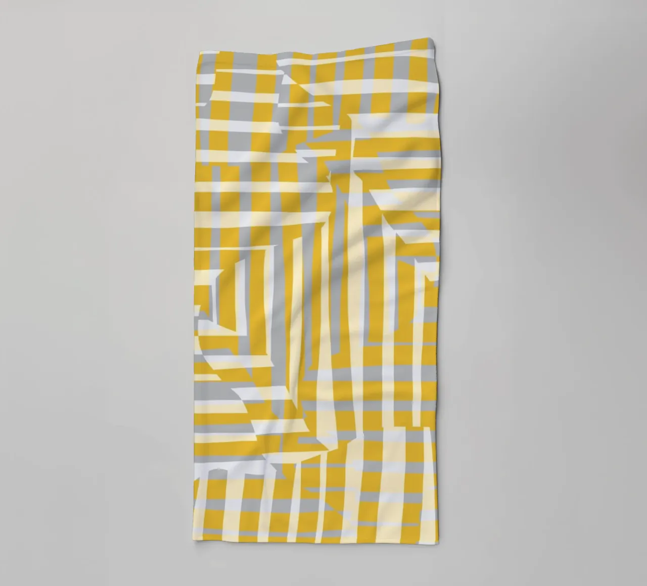 Yellow line and stripe with grey variation towel by Little Dean