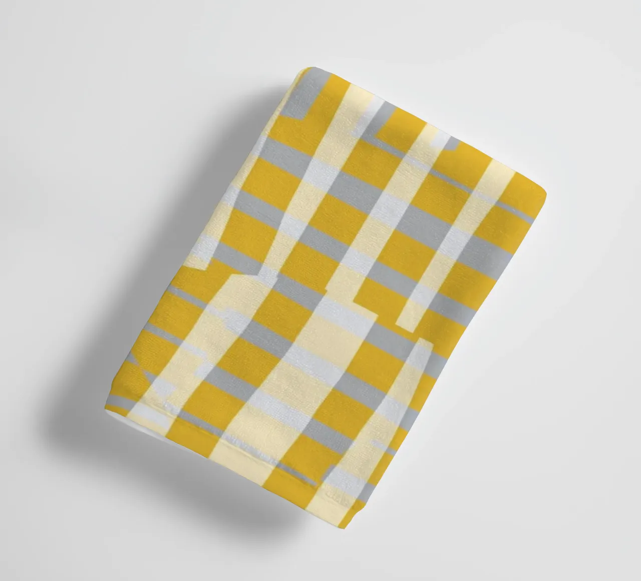 Yellow line and stripe with grey variation towel by Little Dean
