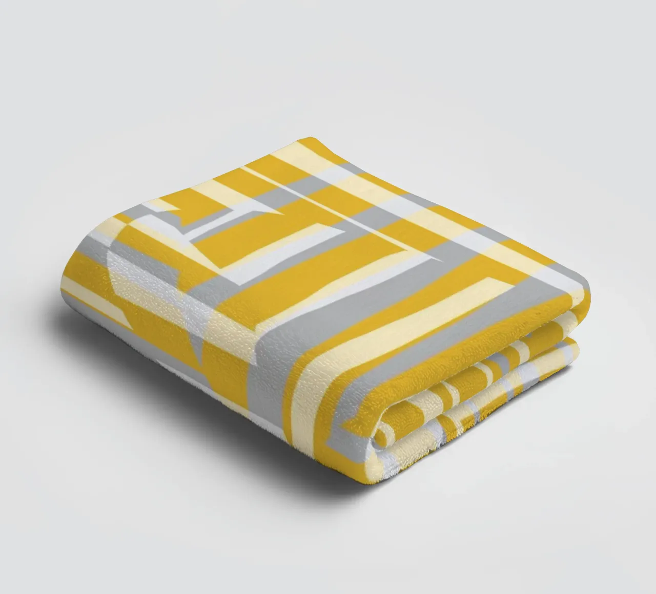 Yellow line and stripe with grey variation towel by Little Dean