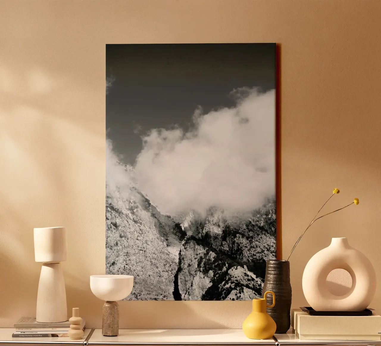 Hiking through Mountains & Clouds canvas by Studio Nahili