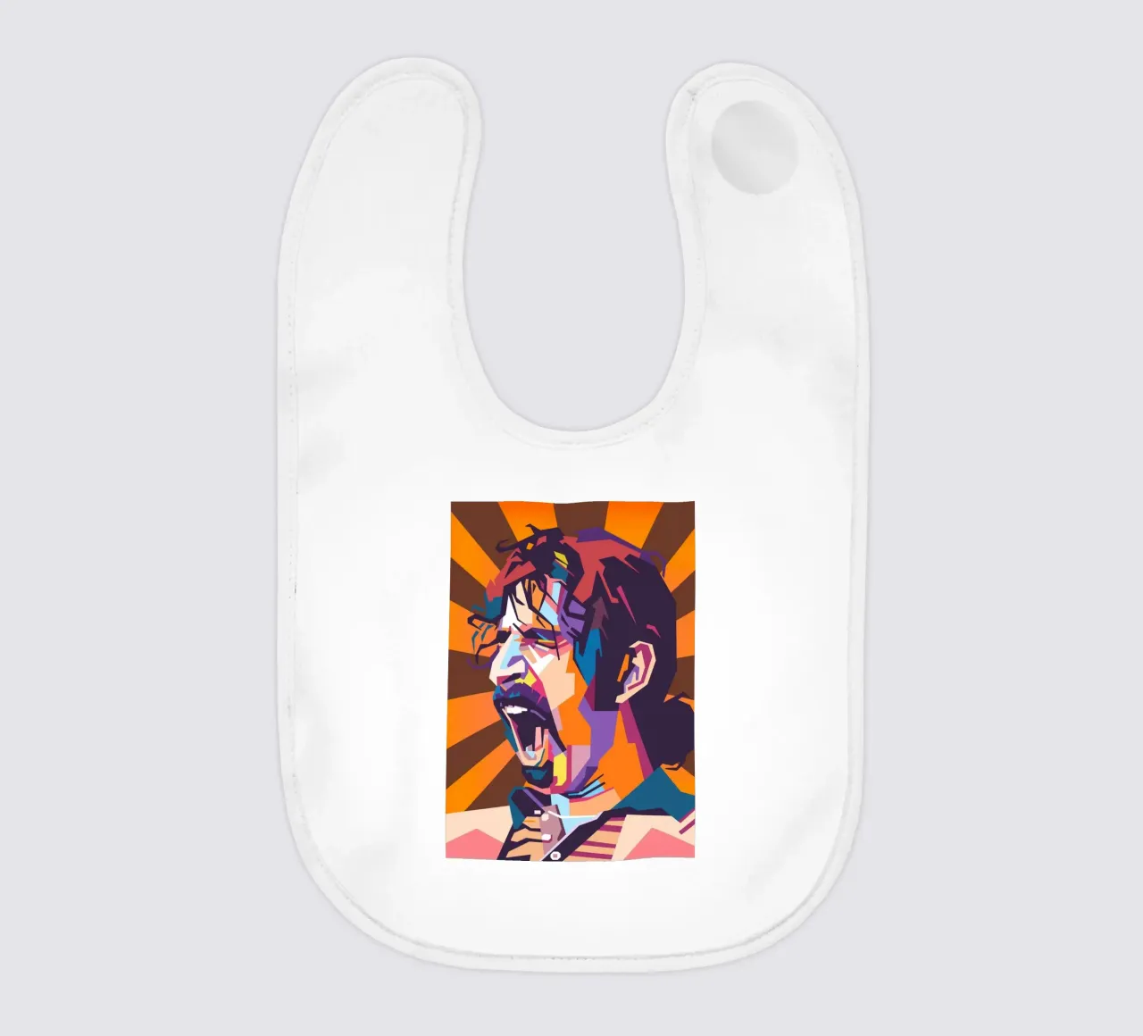Ritratto pop art di Frank Zappa bavaglino da Hantamrata