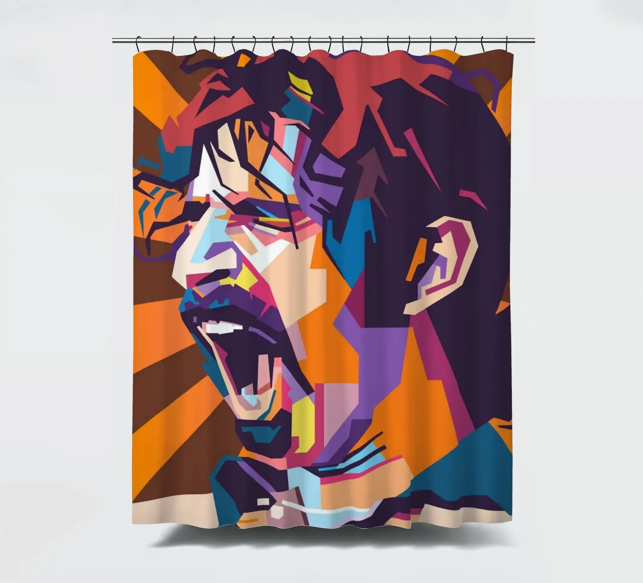 Pop-Art-Porträt von Frank Zappa Duschvorhang von Hantamrata