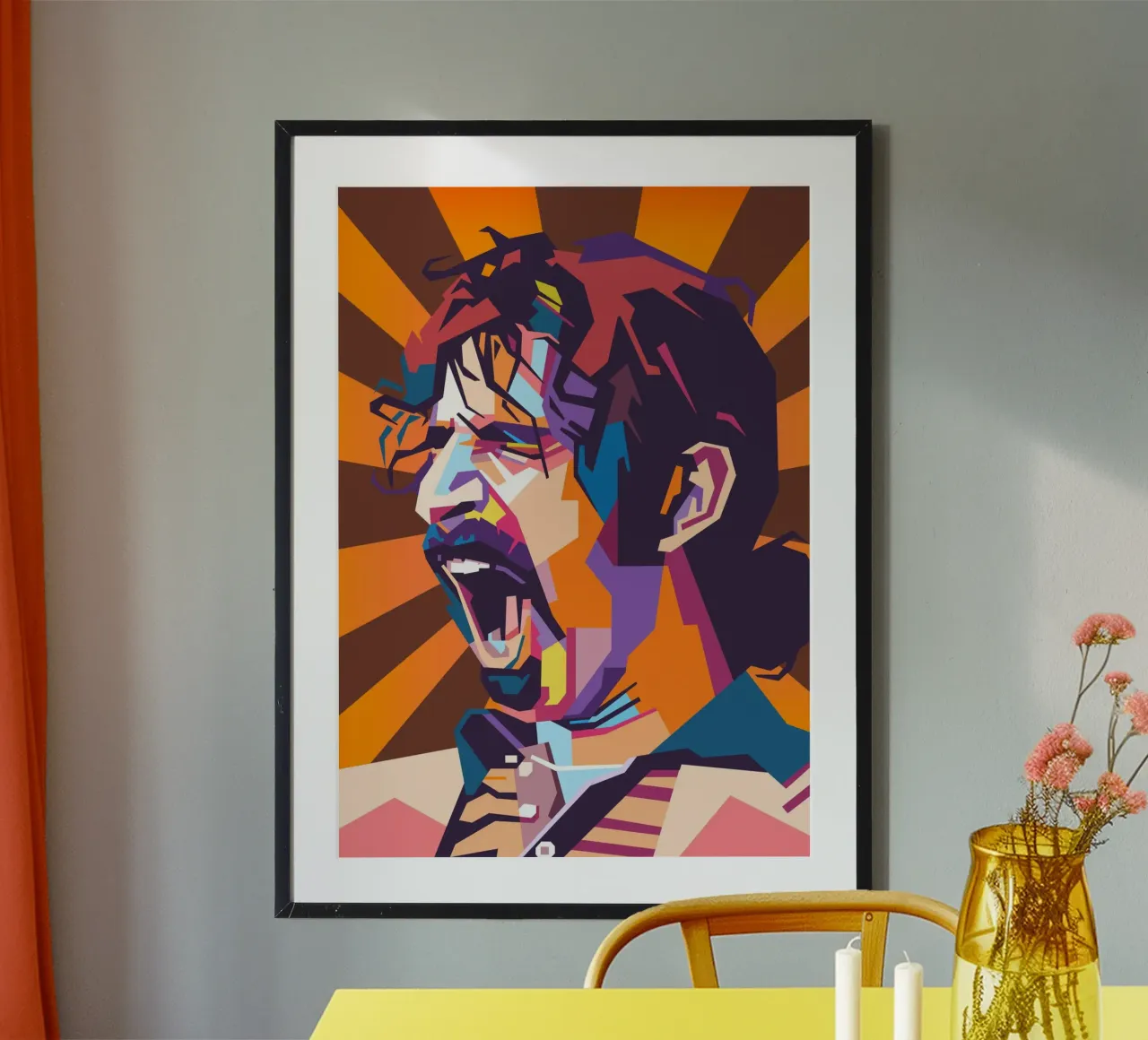 Ritratto pop art di Frank Zappa poster con telaio in alluminio da Hantamrata