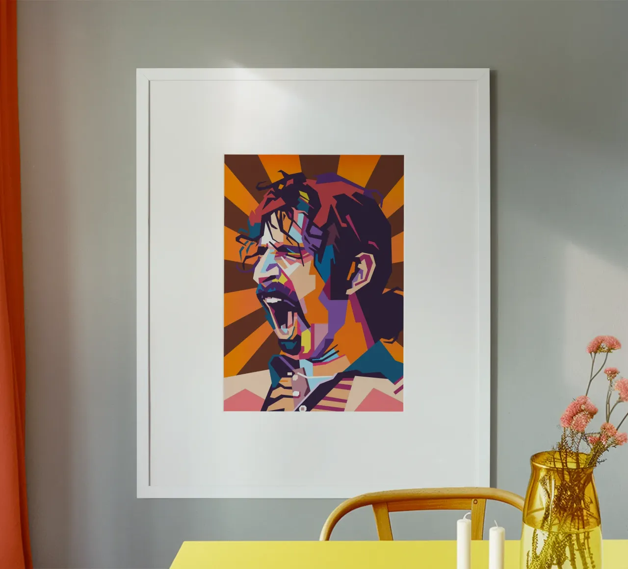 Ritratto pop art di Frank Zappa poster con telaio in alluminio da Hantamrata