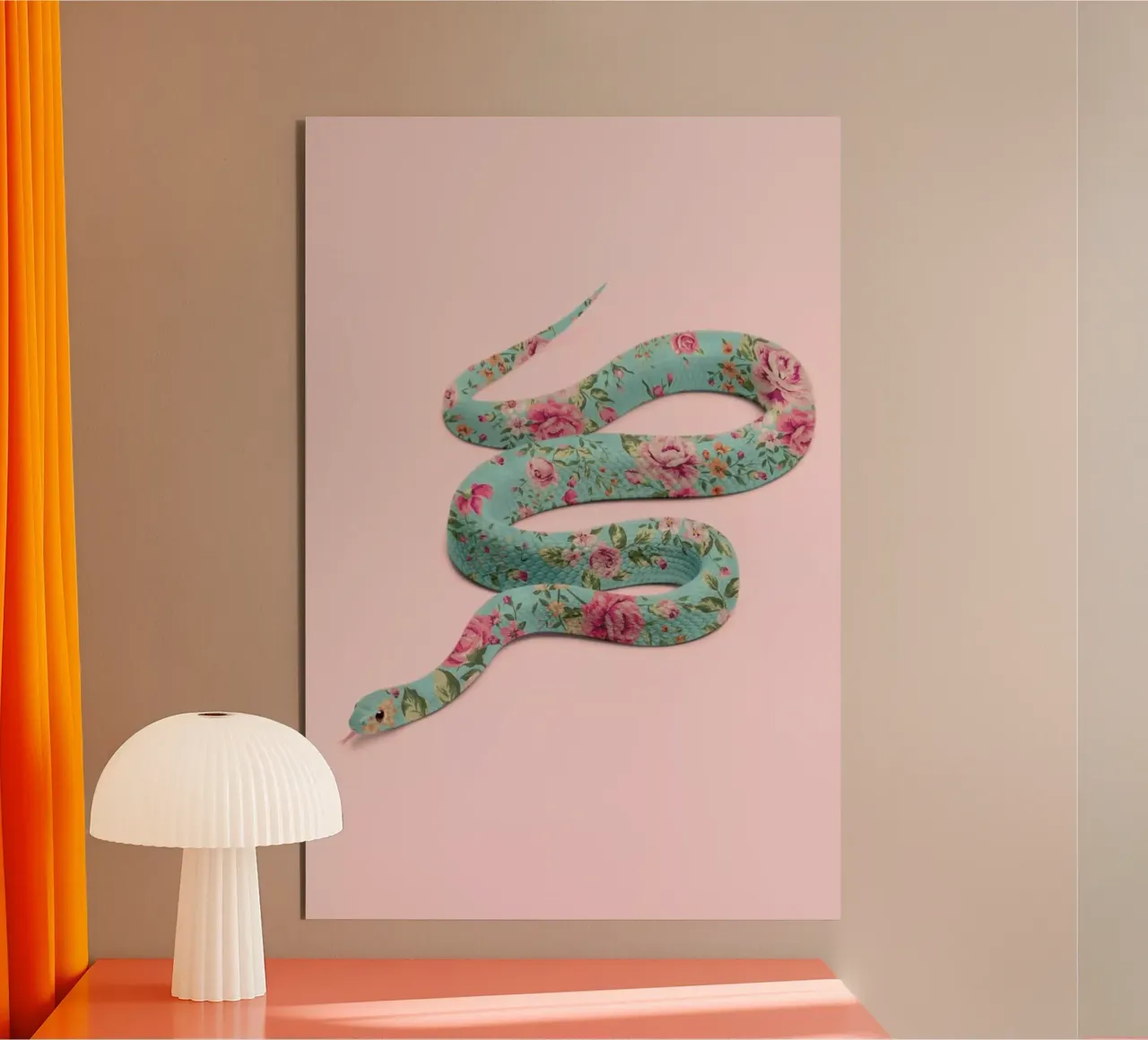 Floral Snake alluminio dibond da Paul Fuentes Design