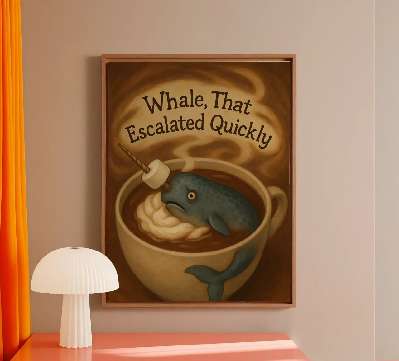 Funny Whale Meme canvas with Floater frame by Funny Humor Art