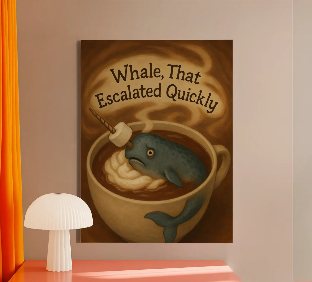 Funny Whale Meme canvas with Floater frame by Funny Humor Art