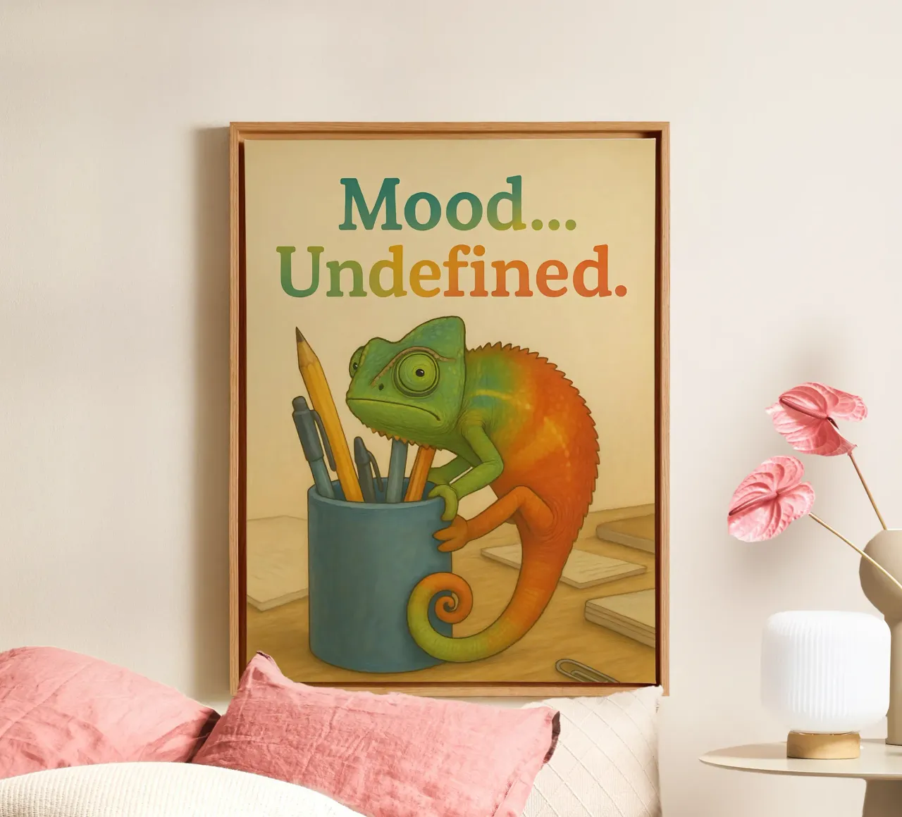 Grappige kameleon meme canvas met Baklijst van Funny Humor Art