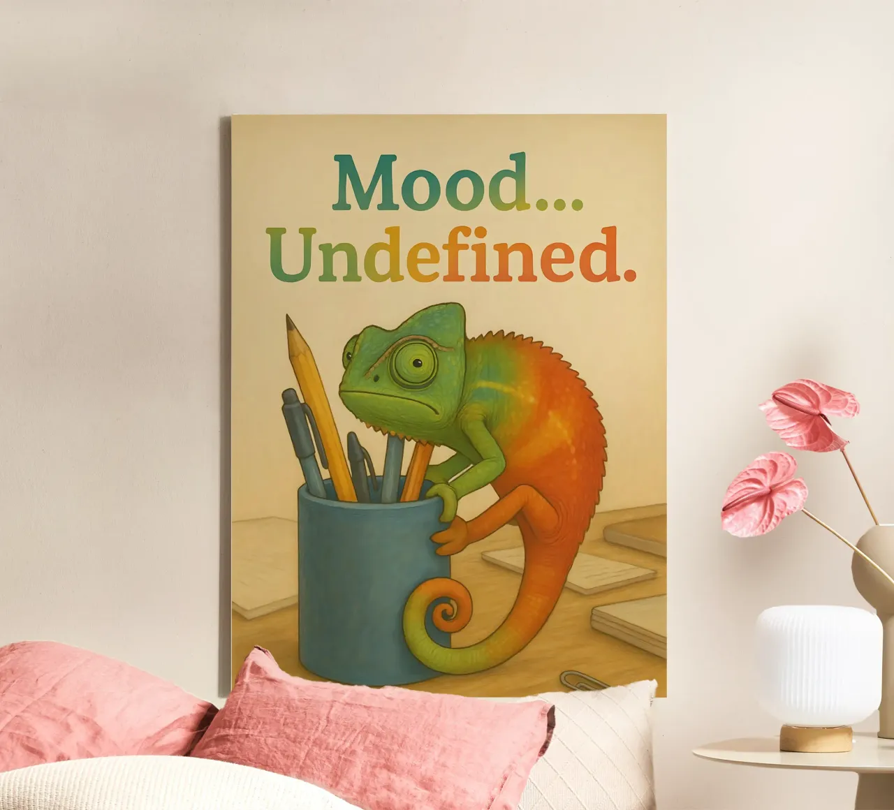 Grappige kameleon meme canvas met Baklijst van Funny Humor Art
