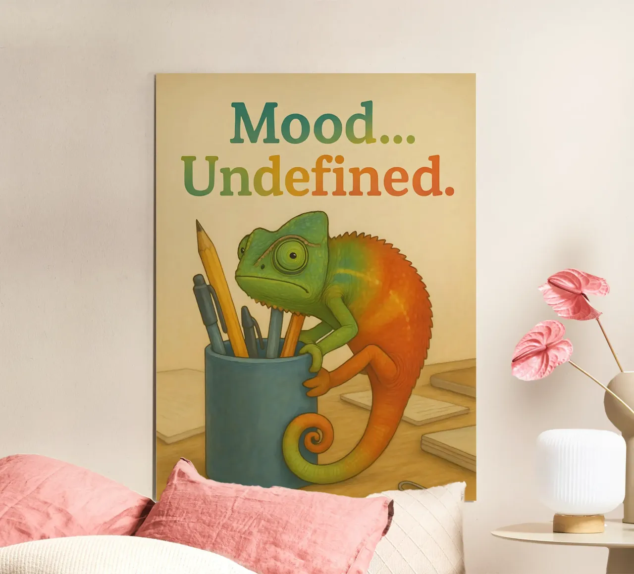 Meme divertente sul camaleonte poster con telaio in alluminio da Funny Humor Art