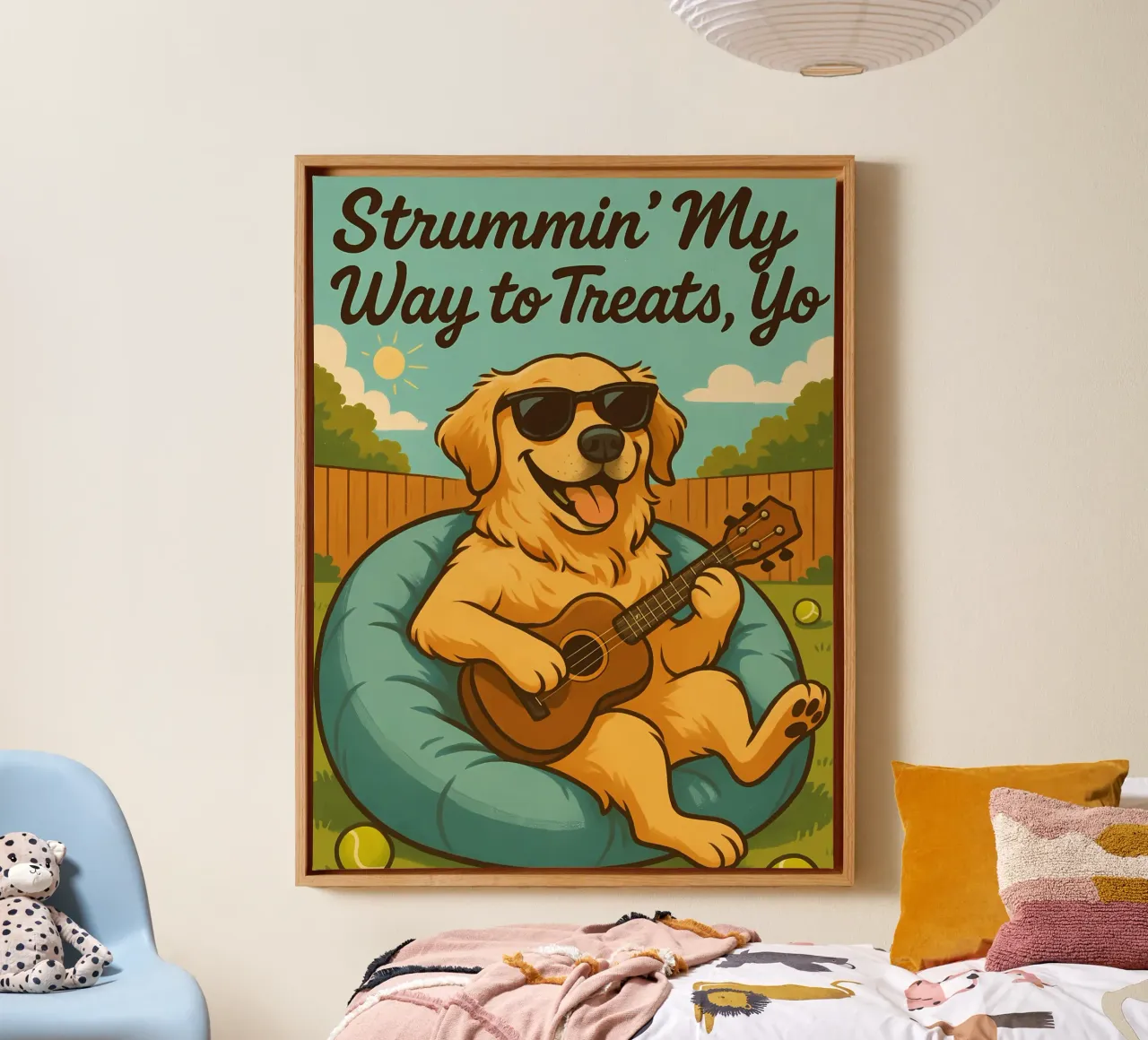 Meme divertente sul Golden Retriever tela con Cornice a cassetta da Funny Humor Art