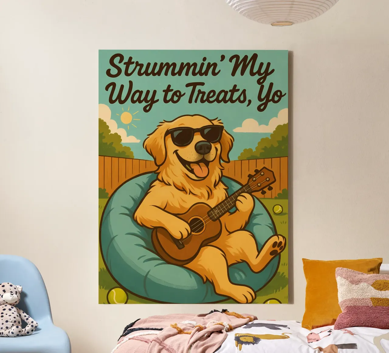 Meme divertente sul Golden Retriever tela con Cornice a cassetta da Funny Humor Art