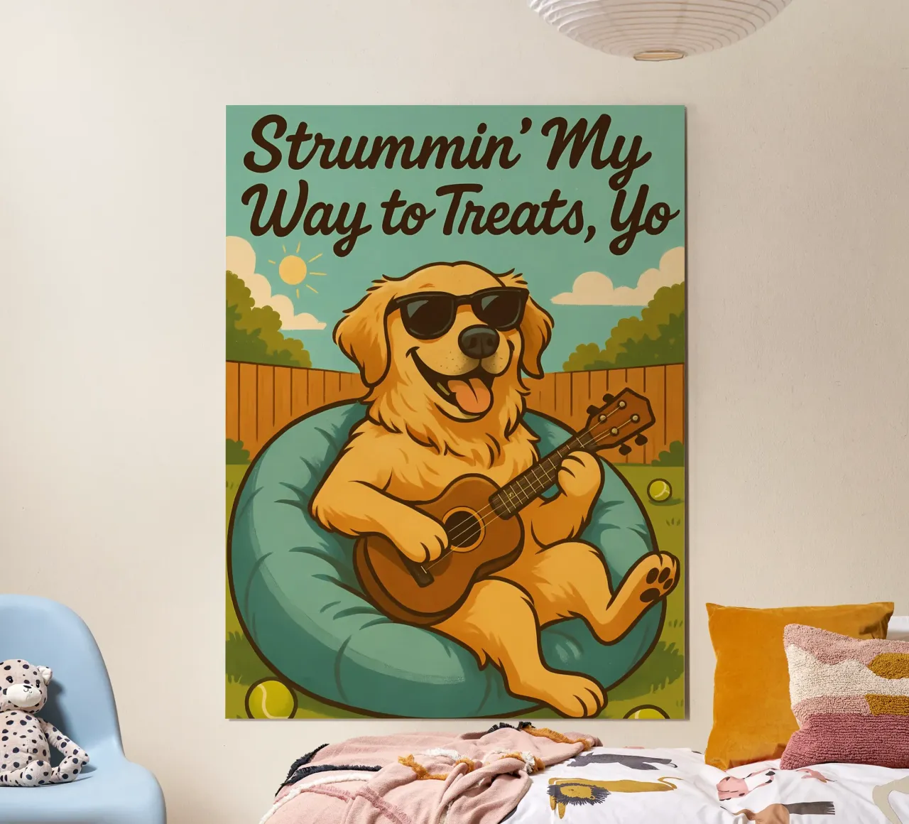 Meme divertente sul Golden Retriever poster con telaio in alluminio da Funny Humor Art