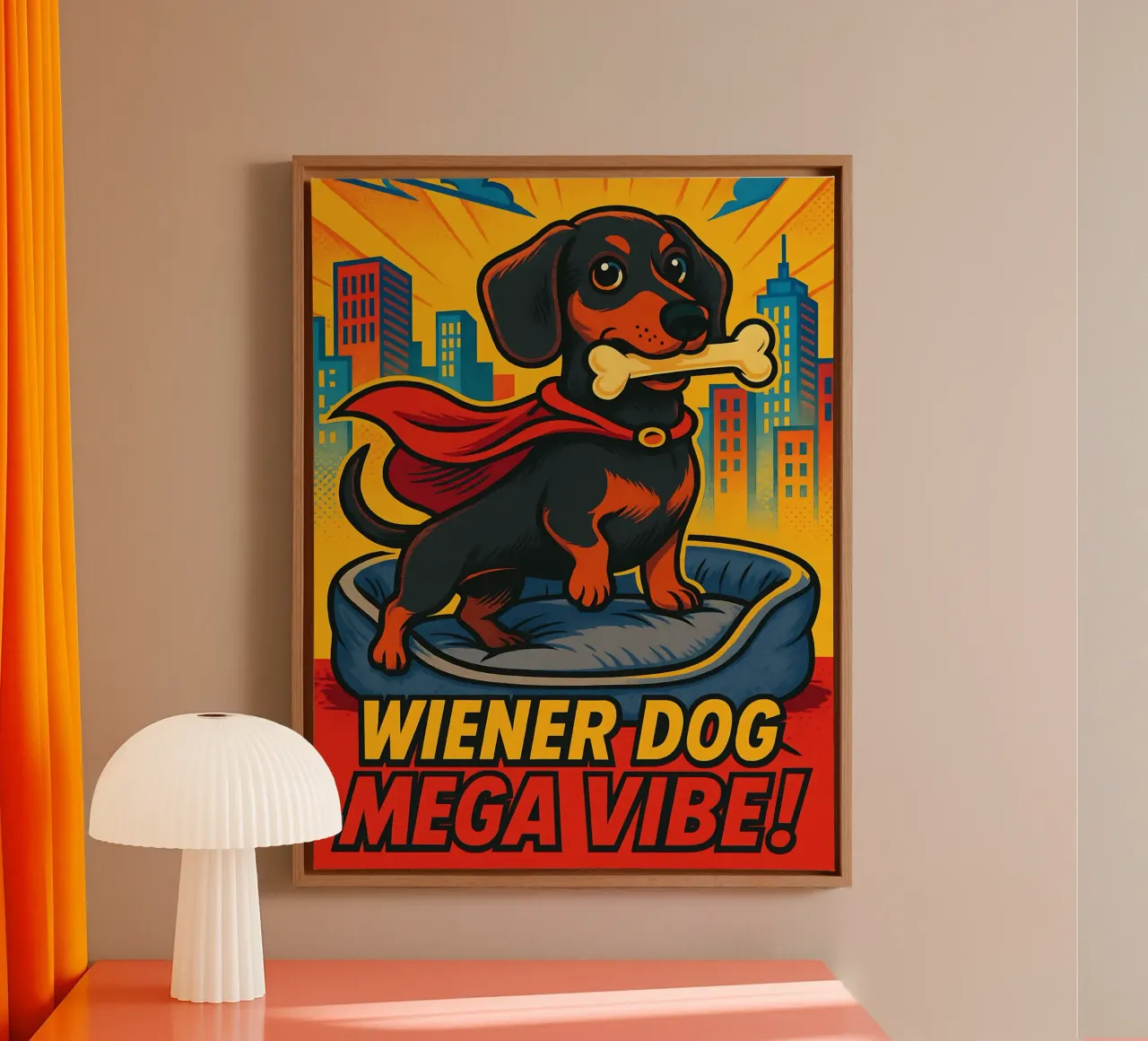 Grappige Teckel Hond Meme canvas met Baklijst van Funny Humor Art