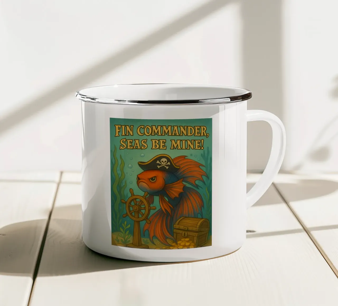 Funny Betta Fish Meme tazza in smalto da Funny Humor Art