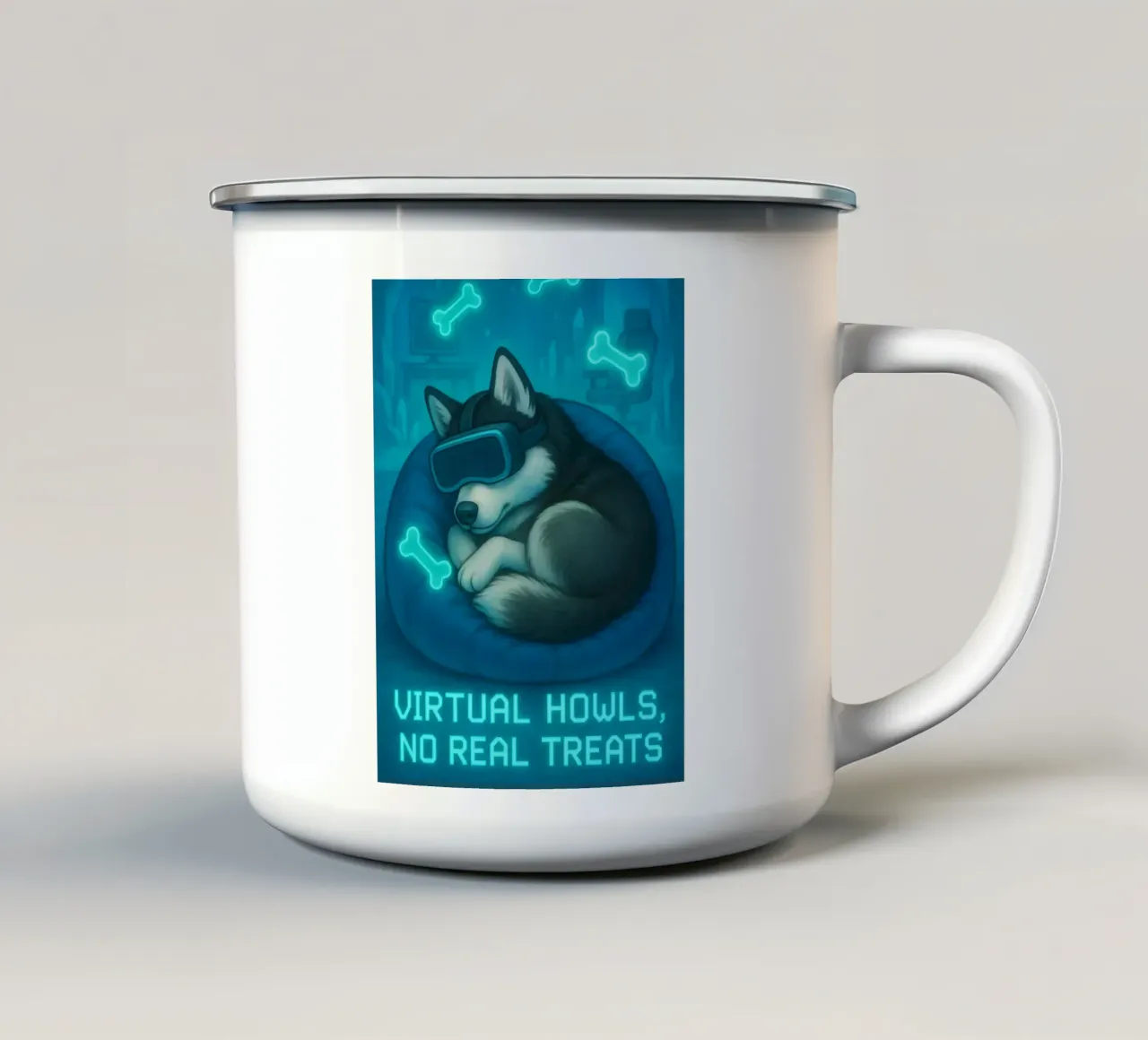 Meme Husky divertente tazza in smalto da Funny Humor Art