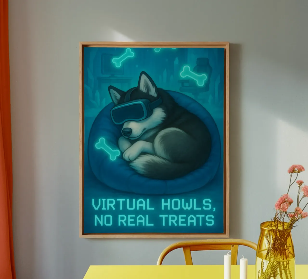 Grappige Husky Meme canvas met Baklijst van Funny Humor Art