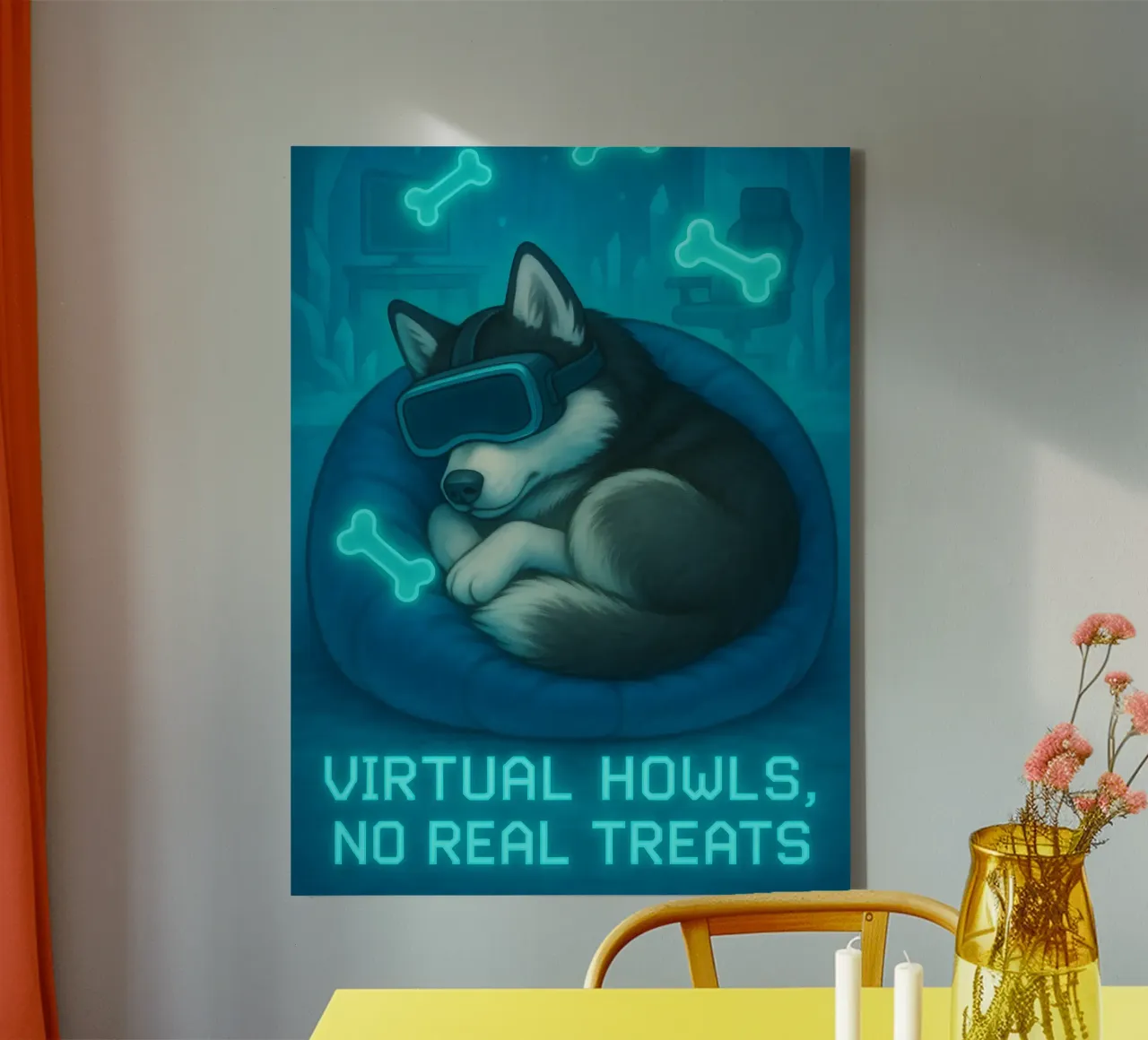 Grappige Husky Meme canvas met Baklijst van Funny Humor Art