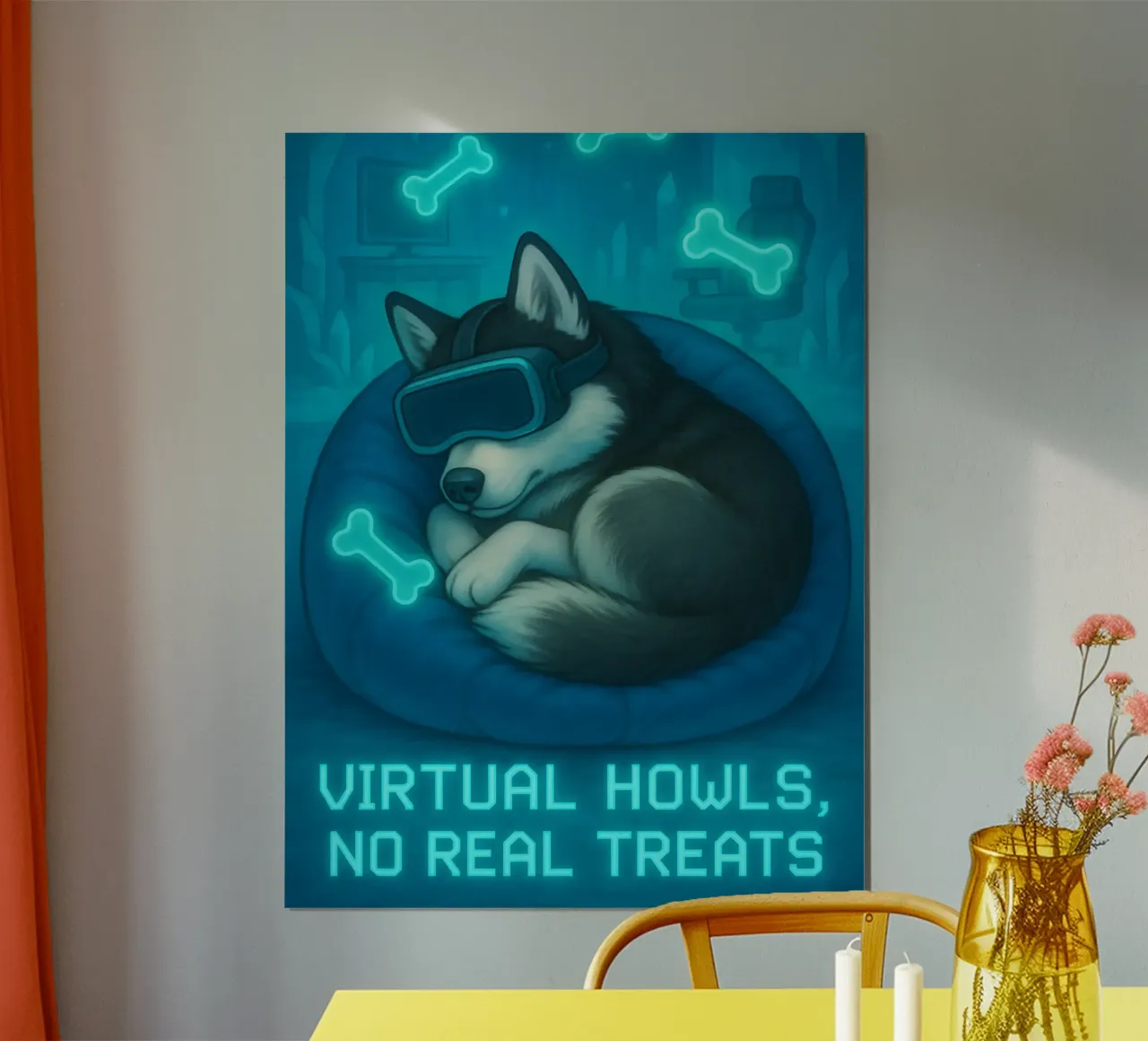 Meme Husky divertente poster con telaio in alluminio da Funny Humor Art