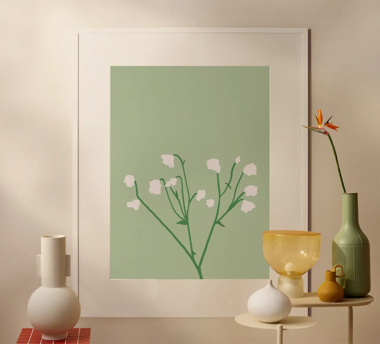 Fiore bianco in porcellana #1 poster con telaio in alluminio da Little Dean
