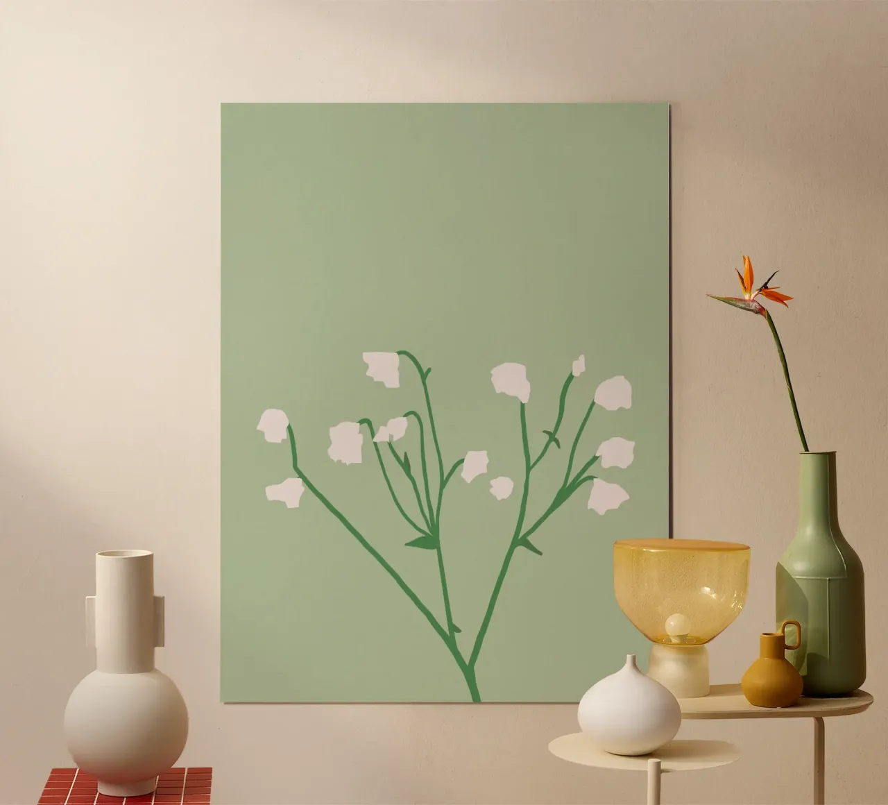 Fiore bianco in porcellana #1 poster con telaio in alluminio da Little Dean