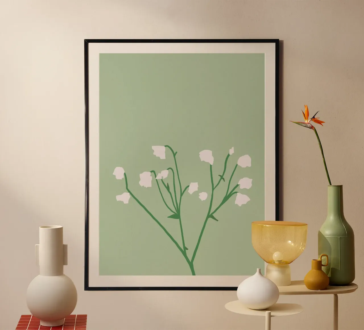 Fiore bianco in porcellana #1 poster con telaio in alluminio da Little Dean