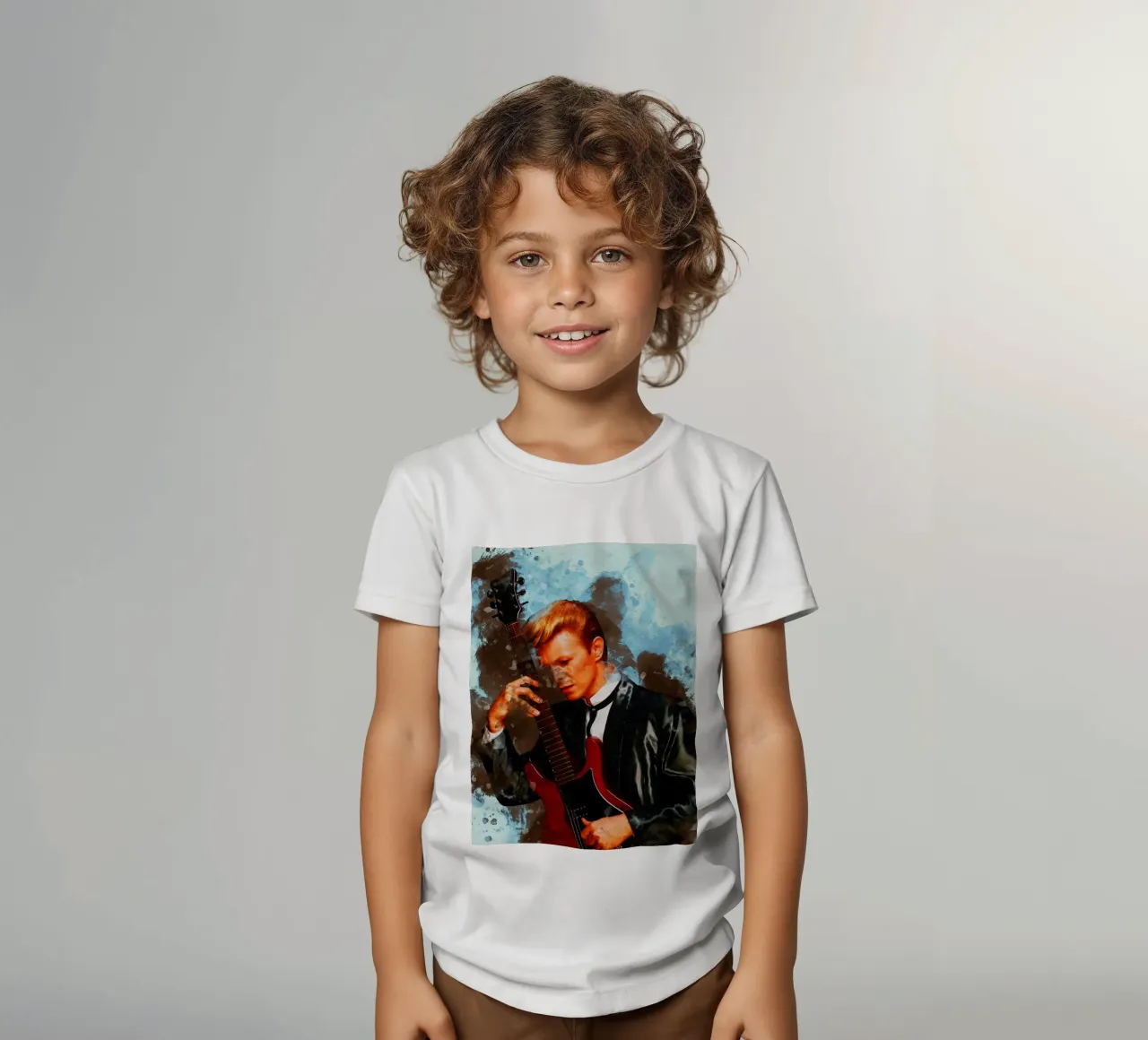 Smudge of Portrait David Bowie kids t-shirt by Gunawan Rb