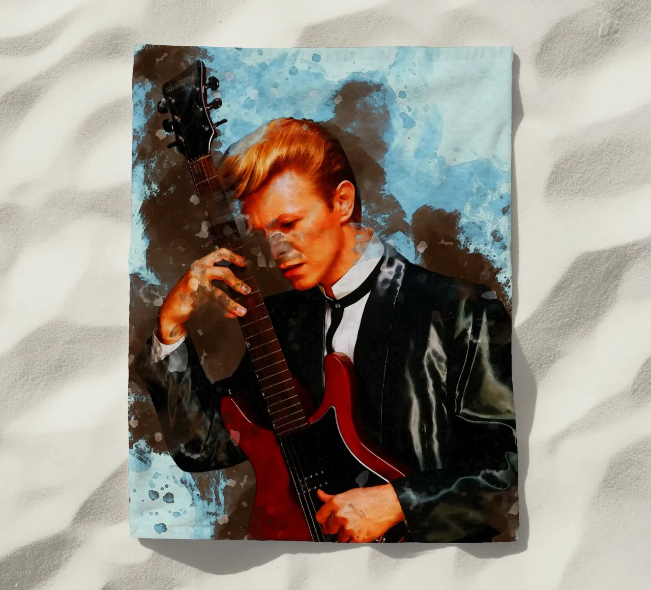 Macchia di ritratto David Bowie telo mare da Gunawan Rb