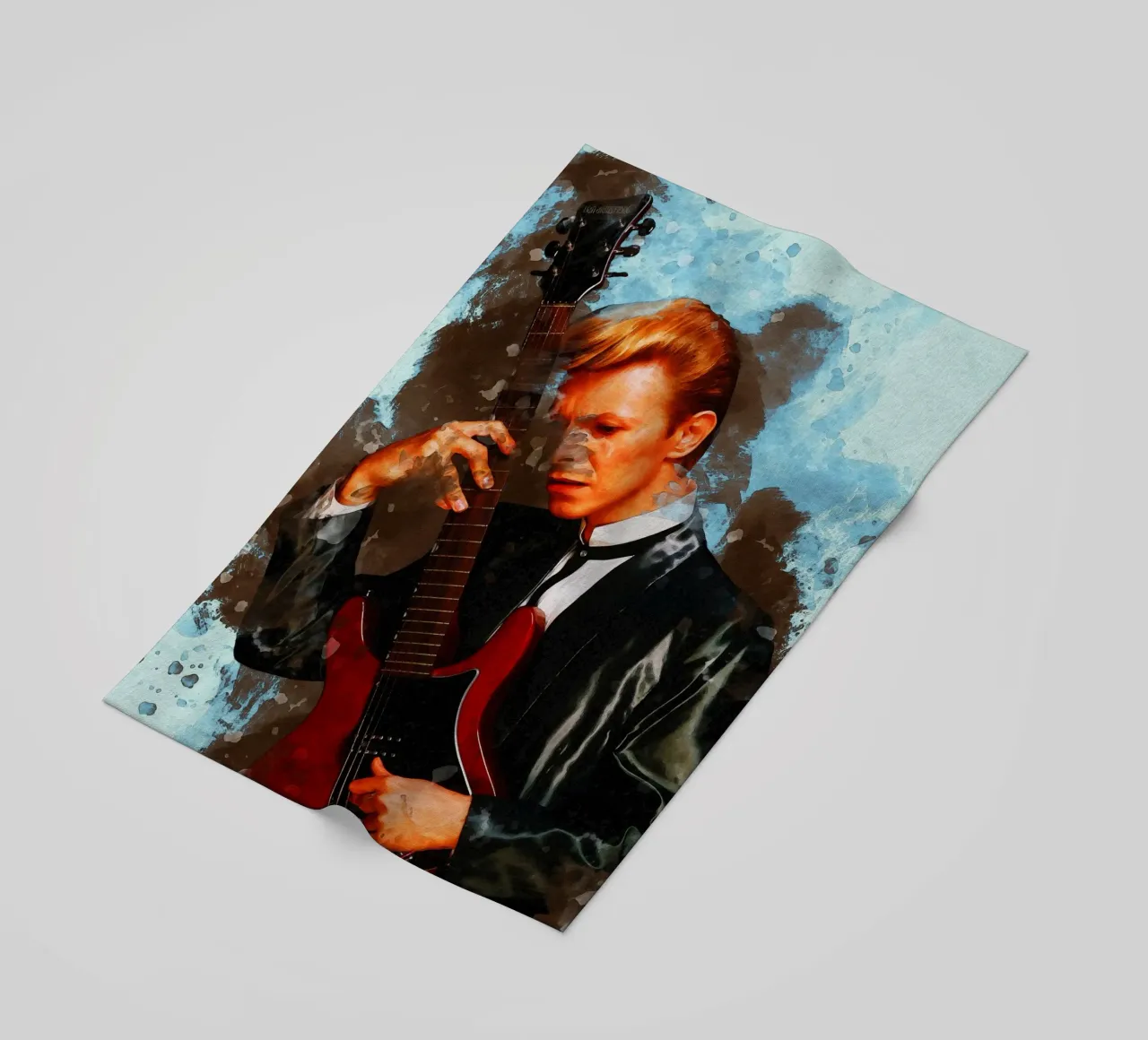 Macchia di ritratto David Bowie telo mare da Gunawan Rb