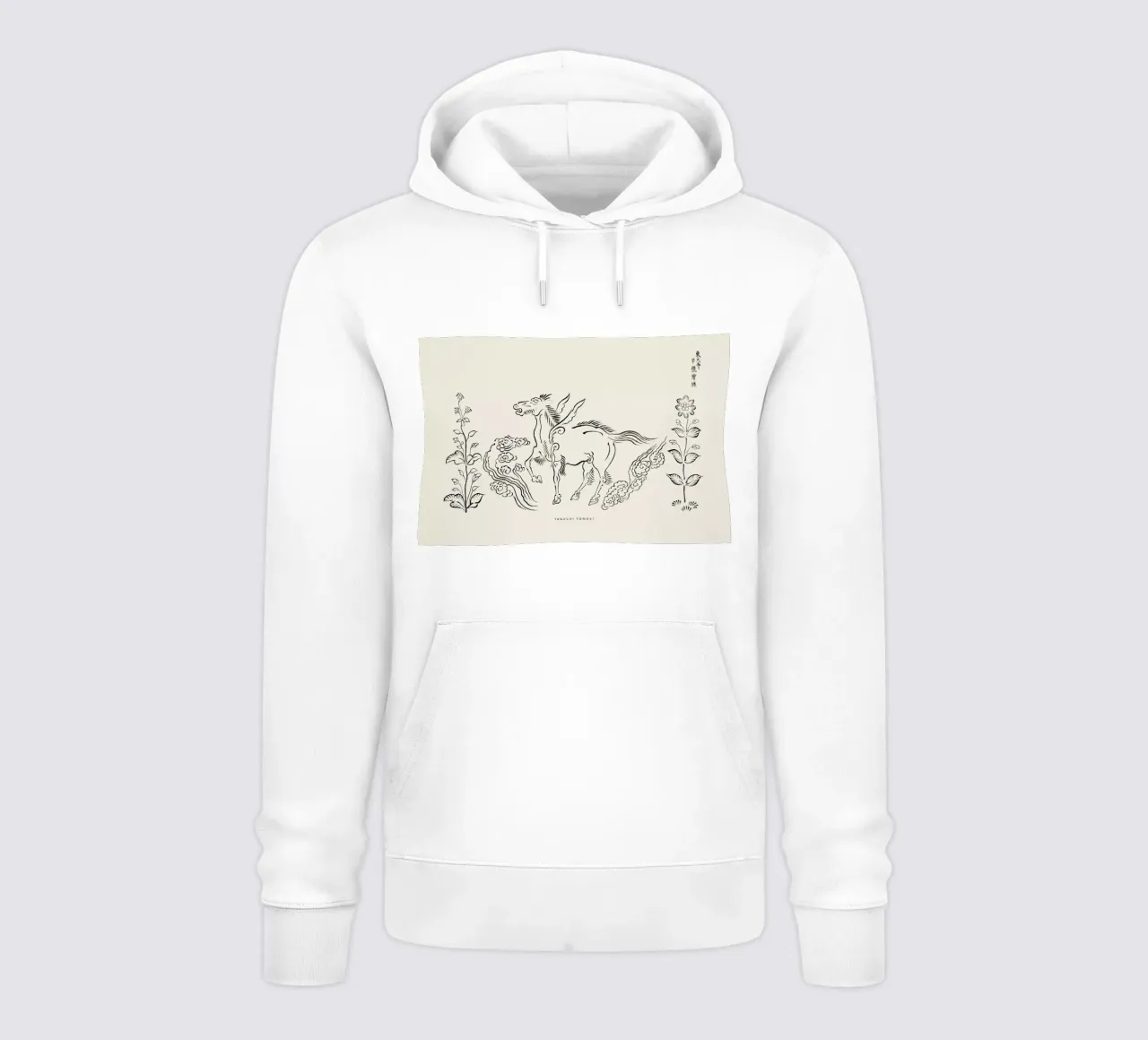 Tomoki - Pegasus Woodblock Print felpa con cappuccio da Vintage by JUNIQE