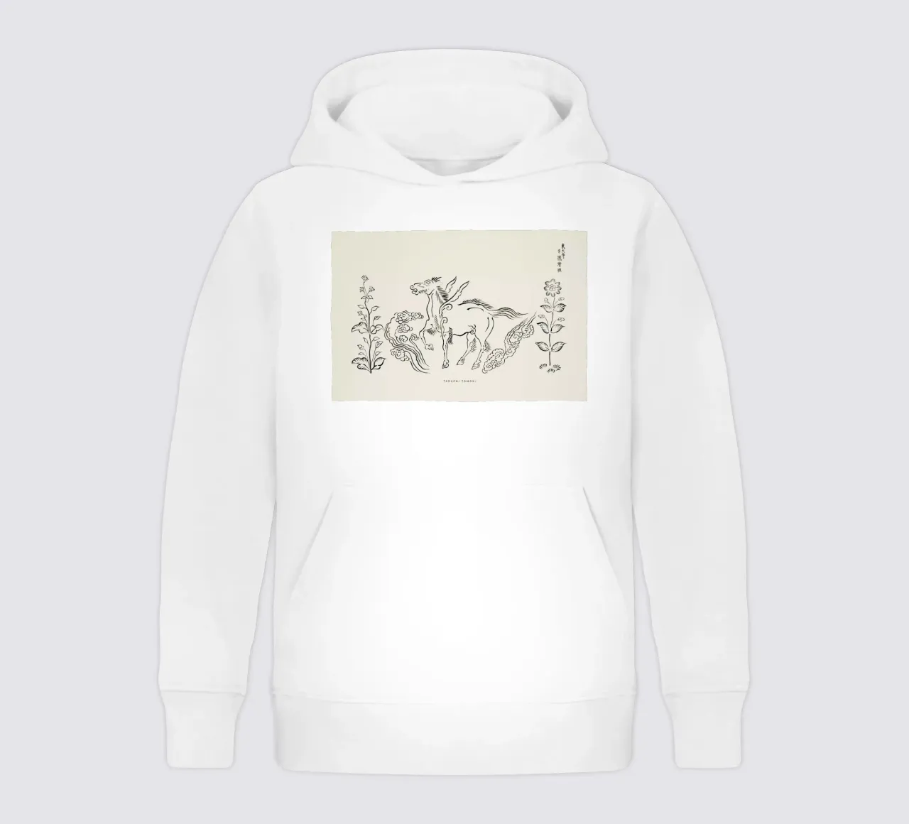 Tomoki - Pegasus Woodblock Print felpa bambino con cappuccio da Vintage by JUNIQE