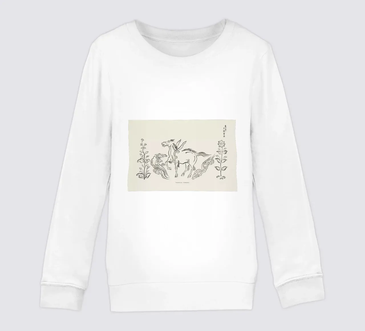 Tomoki - Pegasus Woodblock Print felpa bambino da Vintage by JUNIQE