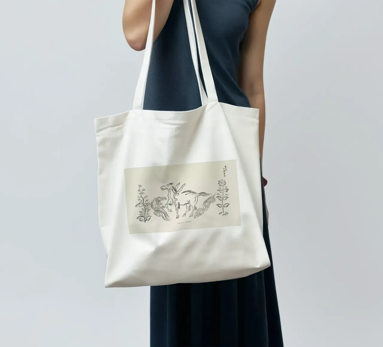 Tomoki - Pegasus Woodblock Print borsa in juta da Vintage by JUNIQE
