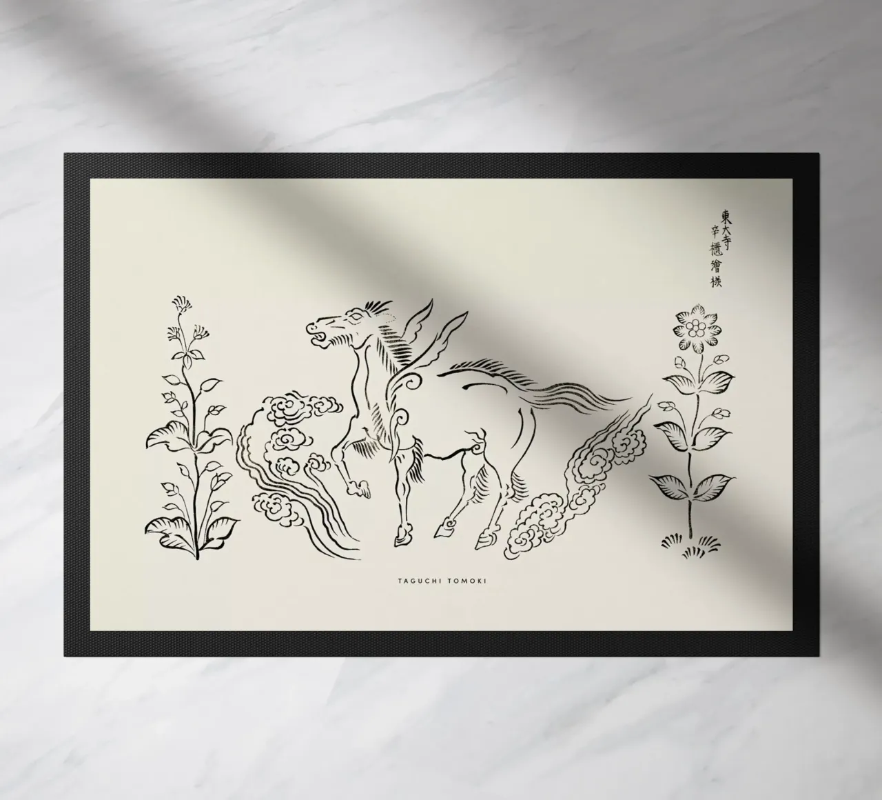 Tomoki - Pegasus Woodblock Print zerbino da Vintage by JUNIQE
