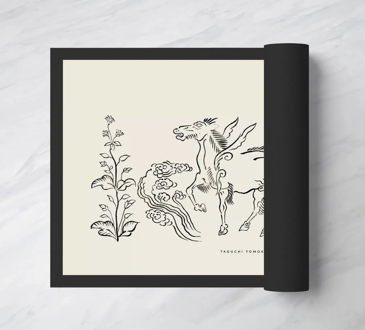 Tomoki - Pegasus Woodblock Print zerbino da Vintage by JUNIQE